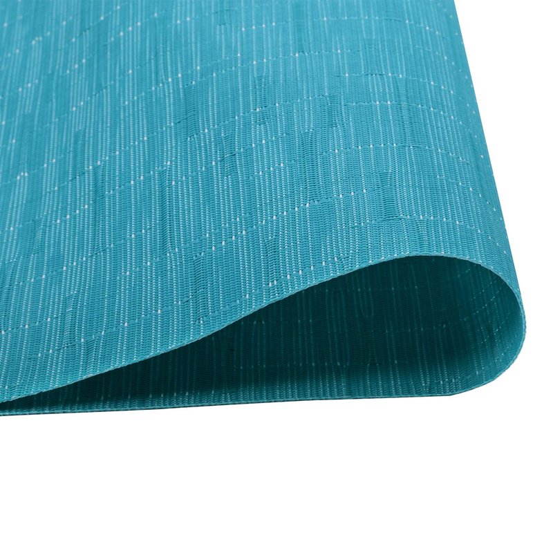 SHACOS Woven Vinyl Table Runner Indoor Outdoor 12x54 inch Kitchen Dining Table Runners Wipe Clean Washable PVC Table Runner, Teal Blue