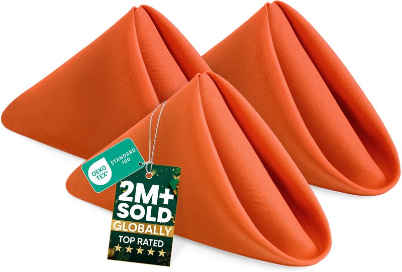 Utopia Home Orange Cloth Napkins (12 Pack, 17x17 Inches), Ideal Dinner Napkins for Halloween, Thanksgiving, Party, Wedding and Lunch/Dinner