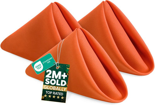 Utopia Home Orange Cloth Napkins (12 Pack, 20x20 Inches), Thanksgiving Ideal Fall Dinner Napkins for Halloween, Thanksgiving, Party, Wedding and Lunch/Dinner