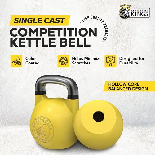 Competition Kettlebells (8-48 KG) with 35mm Handle | Strength Training Weights for Home Gym