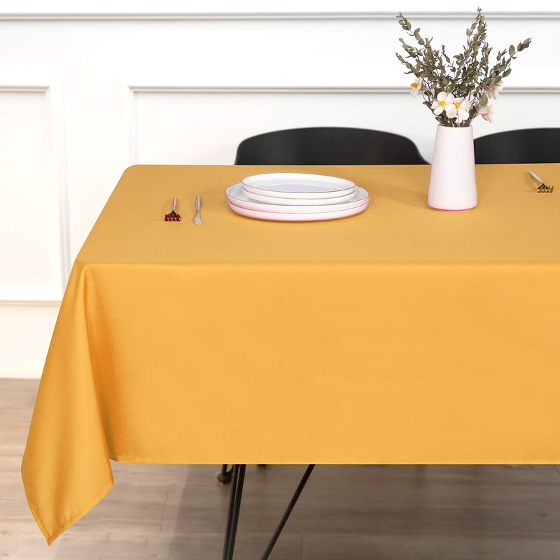 sancua Rectangle Tablecloth - 70 x 70 Inch - Stain and Wrinkle Resistant Washable Polyester Table Cloth, Decorative Fabric Table Cover for Dining Tables, Buffet Parties and Camping, Gold