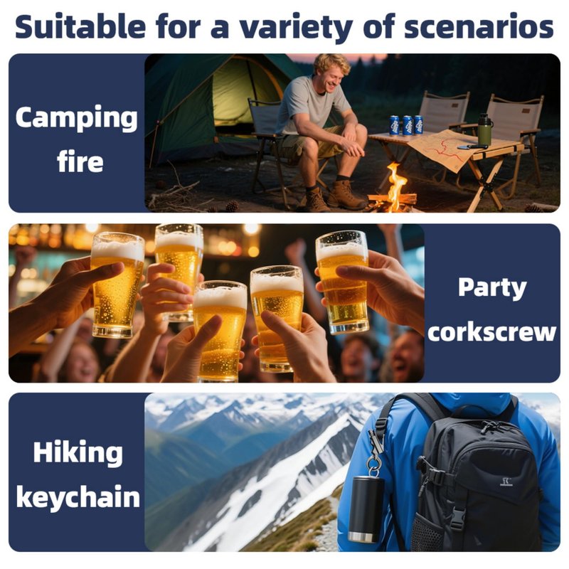 The Infinite Keychain Lighter, Ideal for Outdoor Lovers: Reusable, Multi Keychain, Bottle Opener. Waterproof, Portable—Great for Camping, Hiking, BBQ, Survival, Ligniting Adventures.No Kerosene(1Pc)