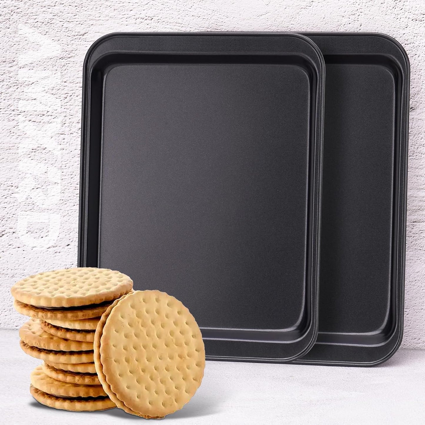 Nonstick Baking Sheets by [Brand Name] - Perfect for Toaster Ovens | Set of 2, 9.5" x 7.1" Size