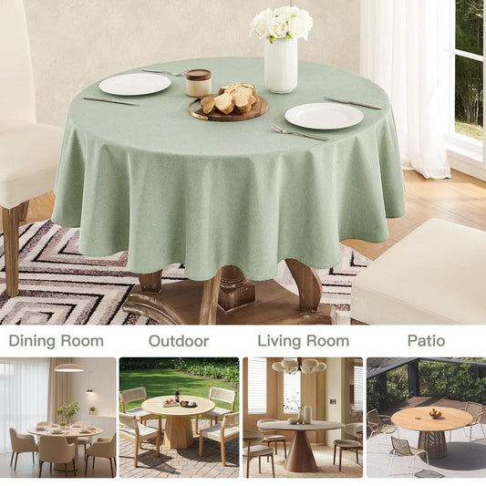 Veblandy Tablecloth Linen Textured Waterproof & Stain Resistant Table Cloth Wrinkle Free Decorative Fabric Farmhouse Table Cover for Dining/Party/Buffet/Wedding, 60 x 60 Inch, Sage Green