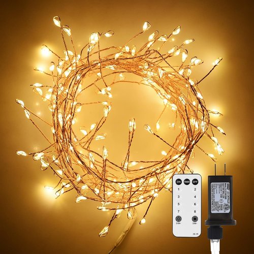 Dailyart 200 LED Fairy Lights - Warm Twinkle String Lights with Remote & Timer | 10Ft Gold Wire for Bedroom & Party Decor