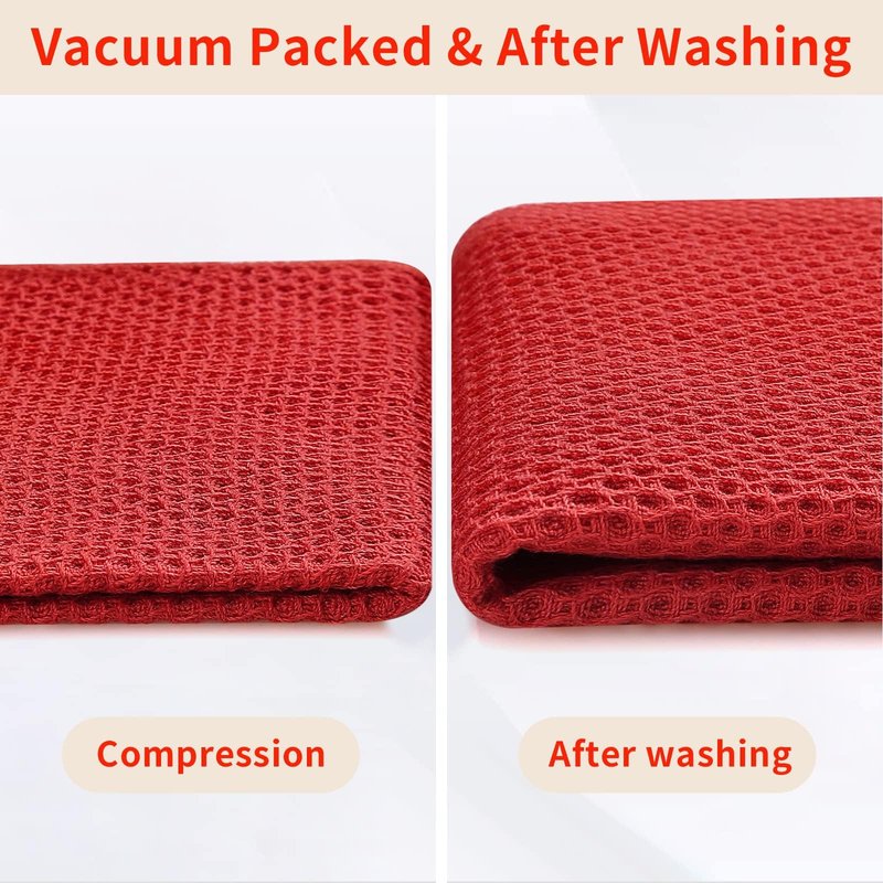 Homaxy 100% Cotton Waffle Weave Kitchen Dish Towels, Ultra Soft Absorbent Quick Drying Cleaning Towel, 13 x 28 Inches, 6-Pack, Brick Red