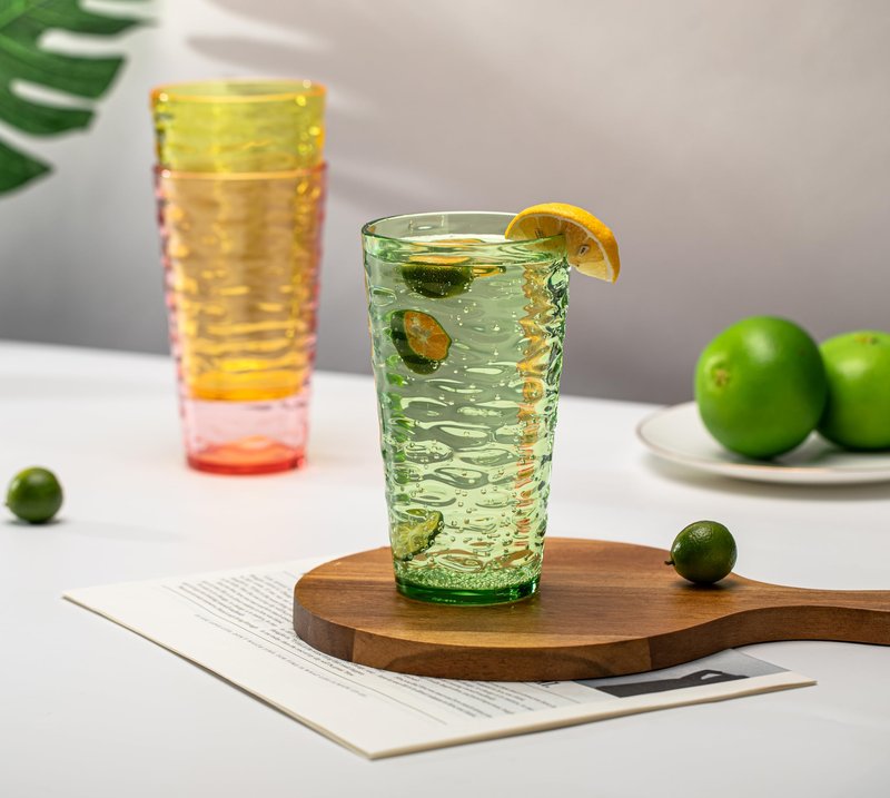ZAINCA 20-ounce Plastic Tumblers, Acrylic Drinking Glasses High-Balls, set of 6 Multicolor Reusable Plastic Cups, Stackable, BPA-Free, Shatter-Proof, Dishwasher-Safe