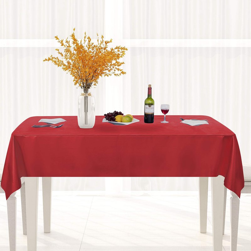 sancua 100% Waterproof Rectangle PVC Tablecloth - 60 x 60 Inch - Oil Proof Spill Proof Vinyl Table Cloth, Wipe Clean Table Cover for Dining Tables, Buffet Parties and Camping, Red