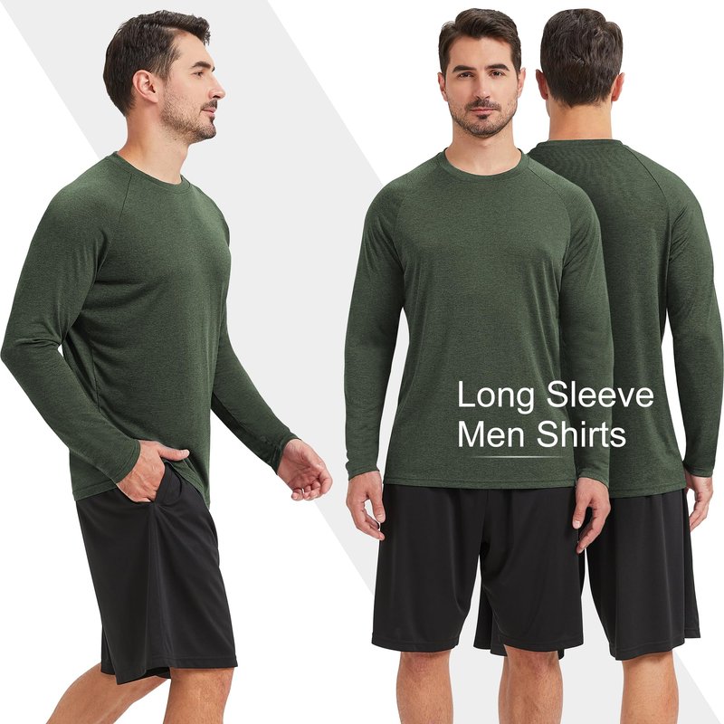 MLYENX 5 Pack Long Sleeve Shirts for Men UPF 50+ UV Sun Protection Quick Dry Moisture Wicking Workout Tee Shirts M
