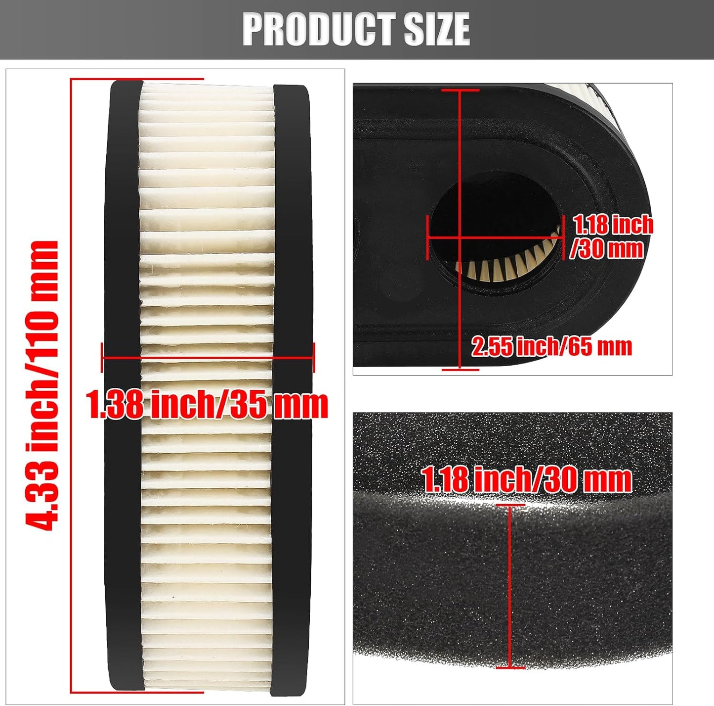 Toro 2Pcs Replacement Filter - Compatible with 22-Inch Recycler Models 20332-21465