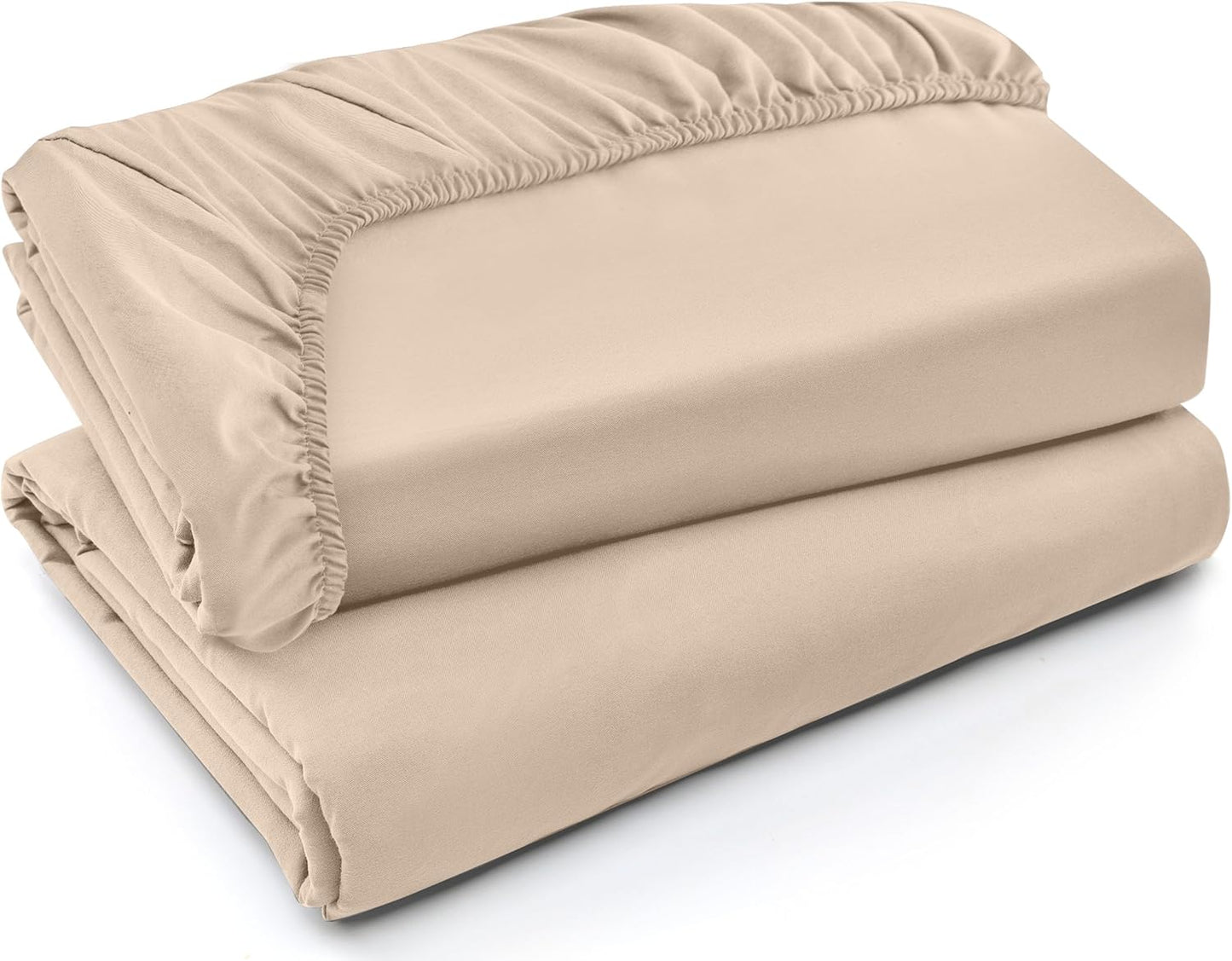 Utopia Bedding Fitted Sheet Set - Soft Brushed Microfiber with Deep Pockets - Easy Care (Full, Beige)
