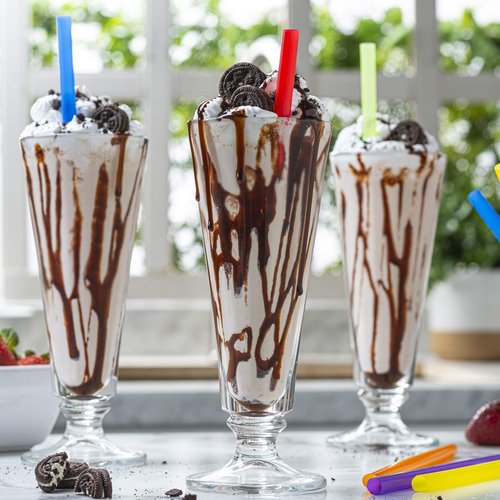 Comfy Package, [100 Count] Jumbo Plastic Smoothie Straws - 8.5"High - Assorted Colors