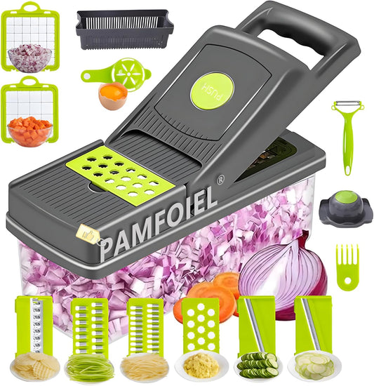 Skiennix 15-in-1 Vegetable Chopper - Multifunctional Food Slicer with Container & Lid for Easy Meal Prep