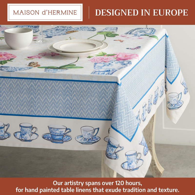 Maison d' Hermine Table Cloth Square Table 100% Cotton 54 x 54 Inches Tablecloth Reusable Decorative for Dining Kitchen Room Farmhouse Home Gifts for Mothers Day Spring Summer - Canton