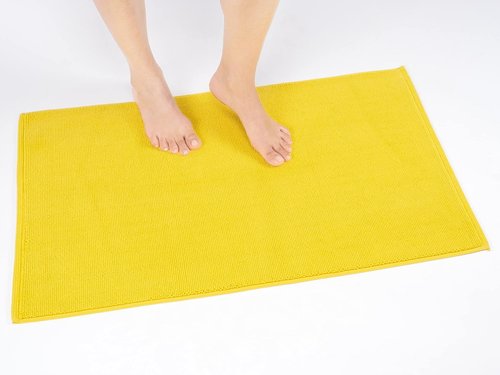 Cotton Paradise Non-Slip Bath Mat - 100% Cotton, Soft & Absorbent, 17x24 Inch, Quick Dry - Yellow