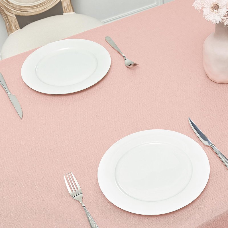 Veblandy Rectangle 4 Feet Tablecloth 52x70 inch Linen Textured Table Cloth Stain and Wrinkle Resistant Washable Polyester, Decorative Table Cover Waterproof for Dining, Buffet and Camping, Pink