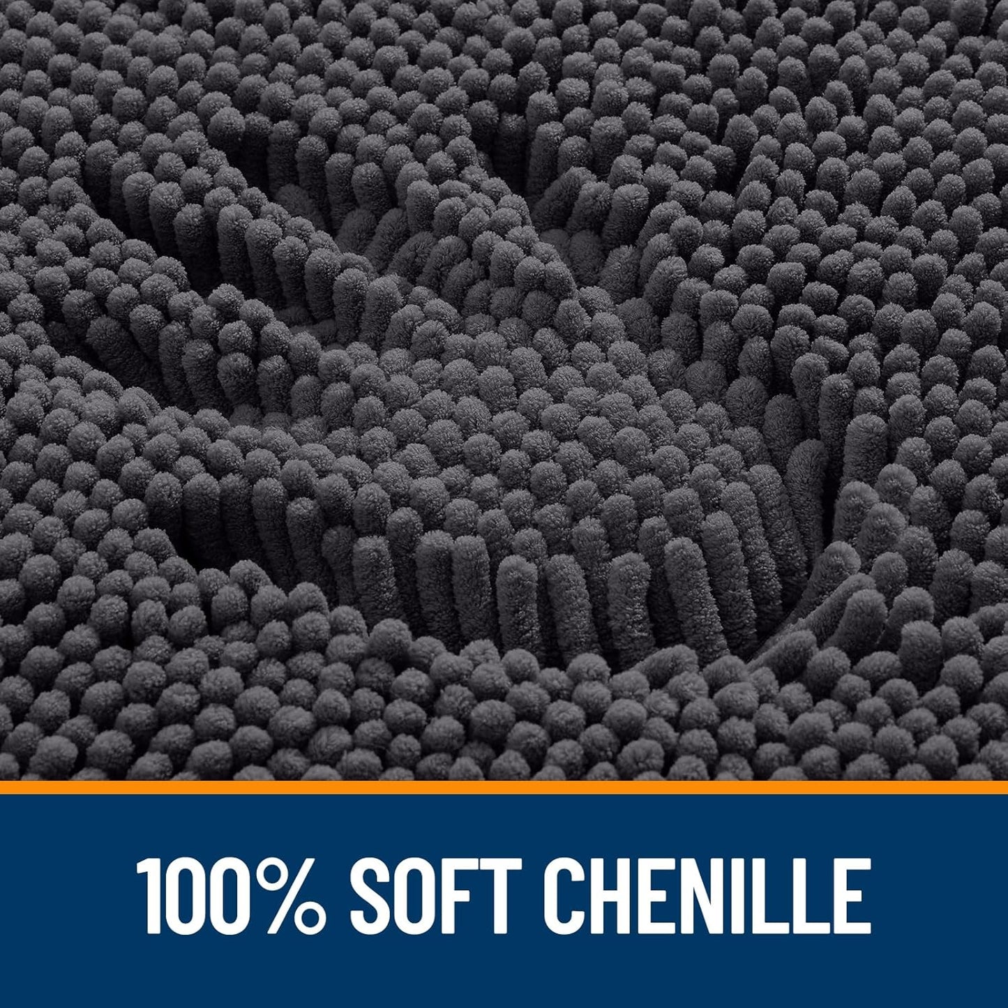 OLANLY U-Shaped Toilet Rugs - Extra Soft, Absorbent Chenille | 24x20, Dark Grey, Non-Slip & Machine Washable