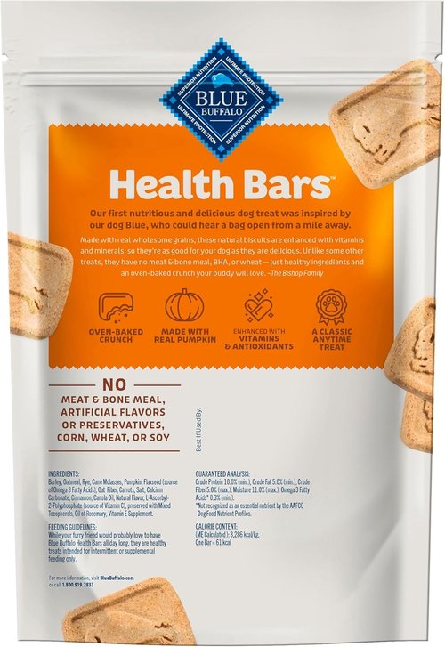 Blue Buffalo Health Bars - Crunchy Dog Biscuits with Natural Ingredients | Pumpkin & Cinnamon, 16 oz Bag
