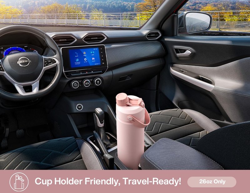 POWCAN 26 oz Insulated Water Bottle with 2-in-1 Straw and Spout Lid, Keep Cold 24H, Leak-Proof, Fits in Car Cup Holder, Stainless Steel Water Bottle for Sports, Travel, Gym, and School (Dried Rose)