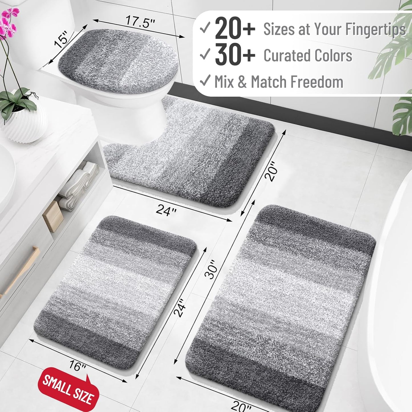 OLANLY Bathroom Rugs - Extra Soft Microfiber Mat 30x20 | Quick Dry & Machine Washable, Grey