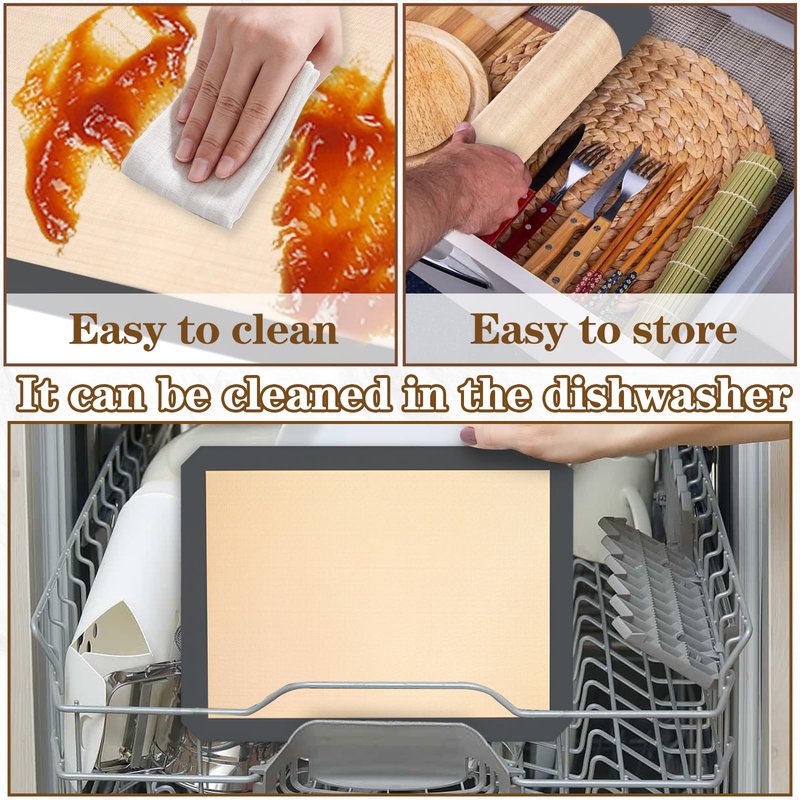 Ninsula Silicon Baking Mats, 16.5"x11.6" 2-Pack Reusable Silicon Baking Mat Sheet, Baking Sheets Non-Stick, Food Safe Baking Mats Can Be Used For Baking Cookies, Bread, Pizzas
