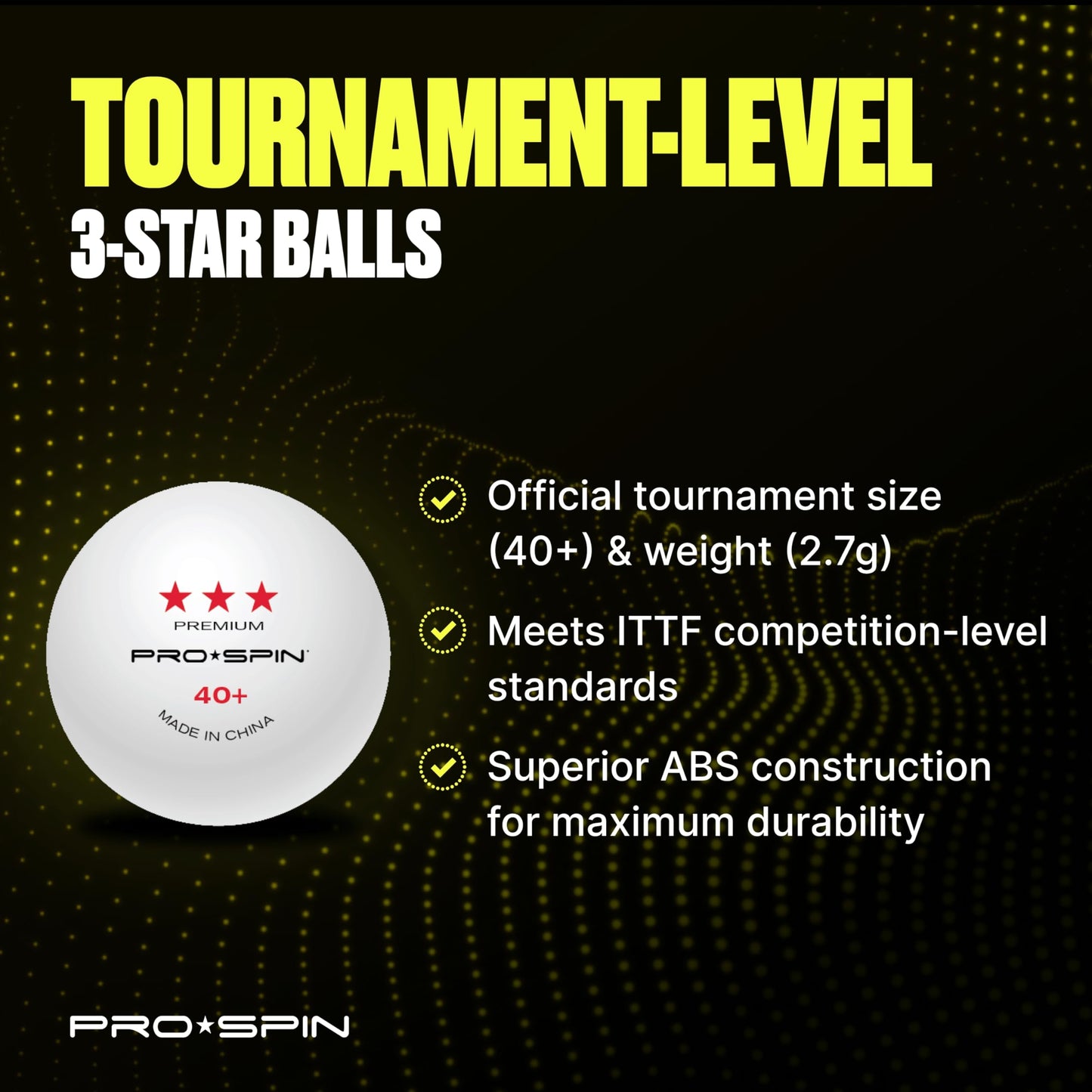 PRO-SPIN Ping Pong Balls - 3-Star Premium White Table Tennis Balls | High-Performance 40+ ABS Professional Quality for Indoor & Outdoor Games (Pack of 40)