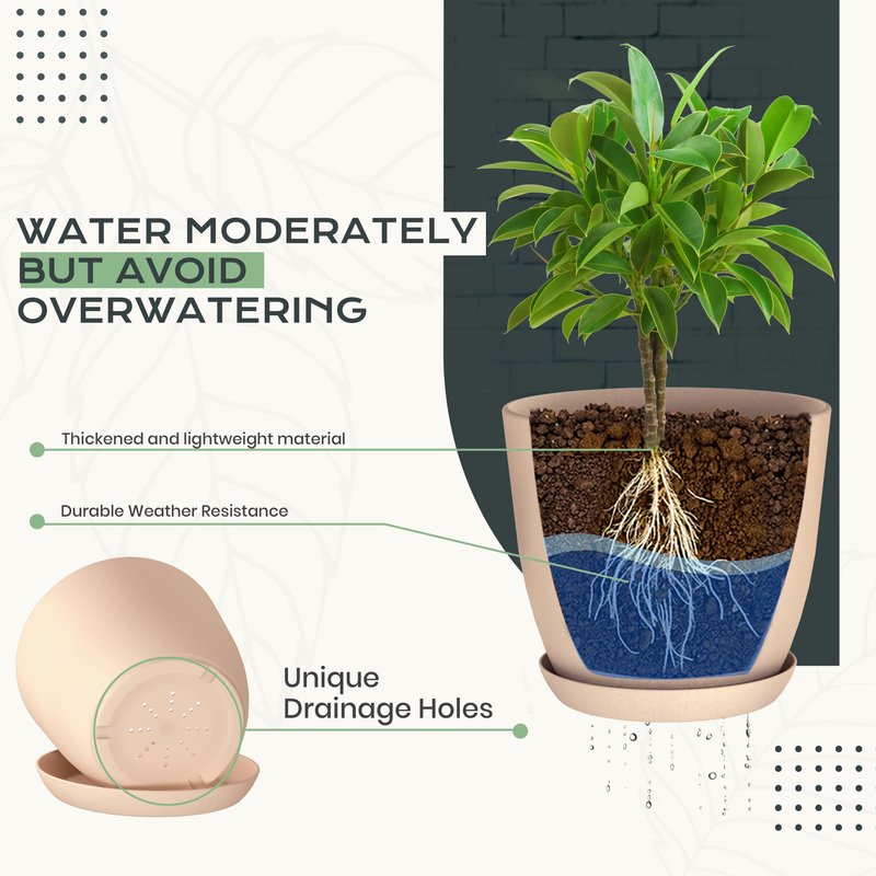 Utopia Home - Plant Pots Indoor with Drainage - 7/6.6/6/5.3/4.8 Inches Home Decor Flower Pots - Plastic Planters for Indoor Plants, Cactus, Succulents Pot (Pink, Pack of 10)