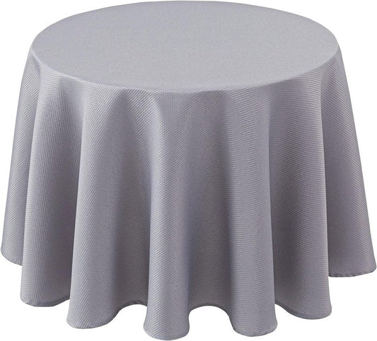 Biscaynebay Textured Fabric Round Tablecloths 60", Silver Grey Water Resistant Table Cloth Small Circle Folding Table Covers for Dining, Kitchen, Wedding & Parties, etc Machine Washable