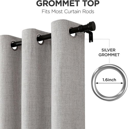 Joydeco Blackout Curtains - 84 Inch Linen Light Blocking Drapes | Thermal Insulated Privacy Panels (Set of 2)