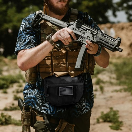 bvya Tactical Drop Pouch for Chest Rig, Sub Abdominal Tactical Carrying Kit Bag Utility Tool Dangler Organizer Dump Pouch for JPC CPC AVS Vest Hook and Loop Add-on Pouch, US Patch Included