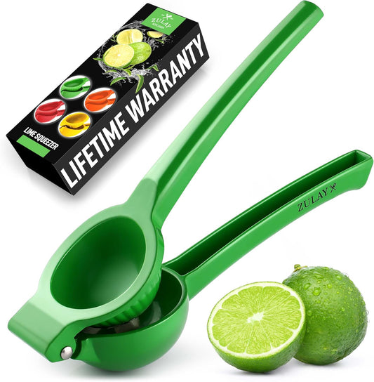 Zulay Metal Lime Squeezer - Heavy-Duty Citrus Juicer for Maximum Juice Extraction - Ergonomic Green Design