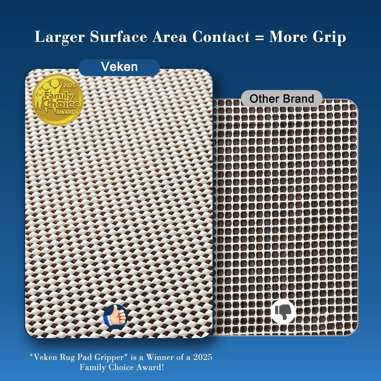 Veken Rug Pad Gripper - Non-Slip 7x9 Ft Mat for Hardwood & Tile Floors | Thick Anti-Skid Design