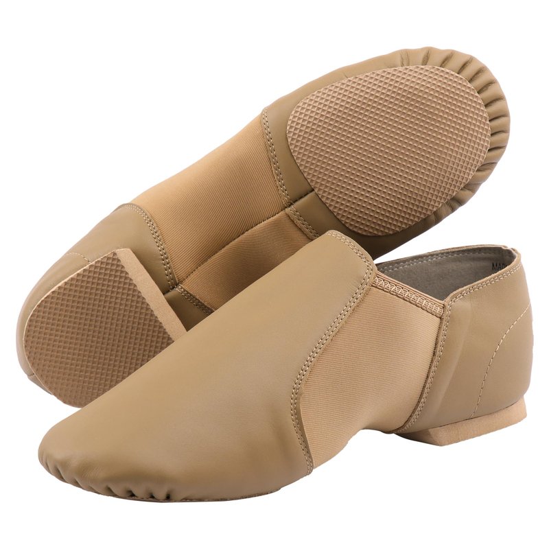 Linodes (Tent Leather Upper Jazz Shoe Slip-on for Women and Men's Dance Shoes Brown 10M