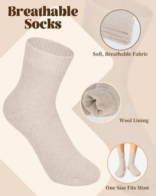DODOKIE 5 Pieces Winter Beanie Hat Scarf Gloves Touchscreen & Thick Socks Set for Women, Knit Fleece Lined Cold Weather Warm Outfits Accessories, Gifts for Her Mom Christmas Stocking Stuffers (White)