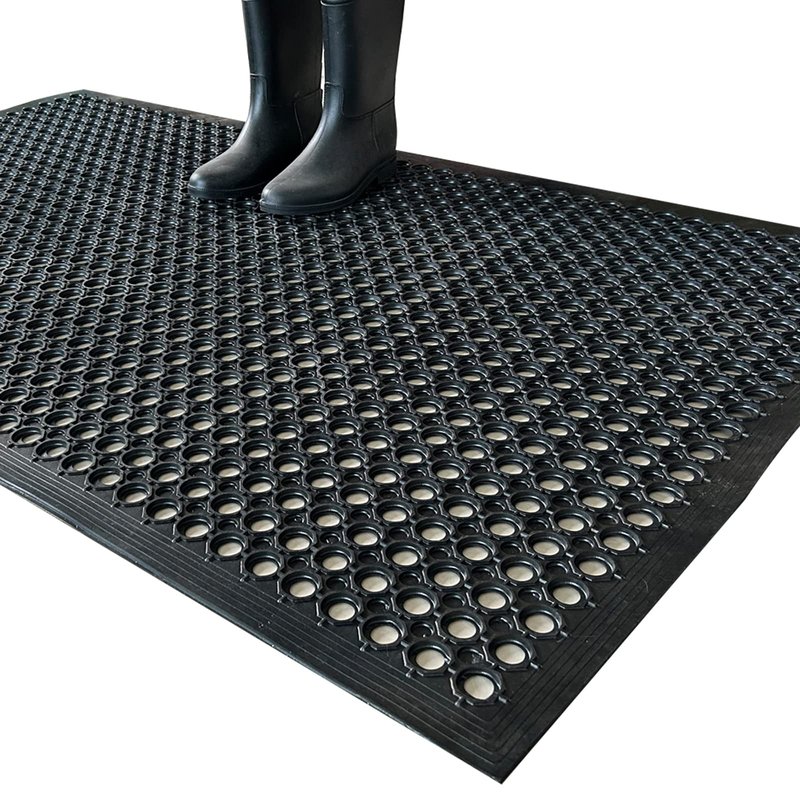 Uniboho Outdoor Rubber Floor Mats Anti Slip Restaurant Commercial Kitchen Rubber Drainage Mat 60 x 35 Heavy Duty Mat for Garage Garden Indoor Outside Industral Pool Entrance Bar Wet Area