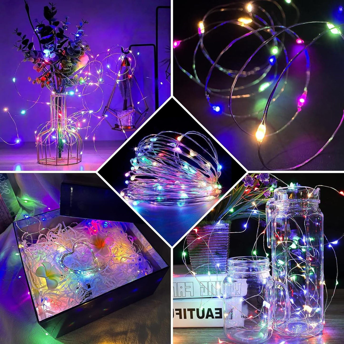 Skiennix 24-Pack Fairy Lights - 7Ft 20 LED Twinkle String Lights | Battery Operated & Waterproof for Weddings, Parties, & Decor