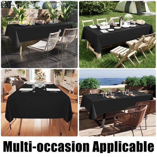Smiry Rectangle Table Cloth 60x84 Inch, Waterproof Wipeable Vinyl Tablecloths Protector, Oil Spill Proof Plastic Table Cover for Dining, Picnic, Camping, Outdoor, Black
