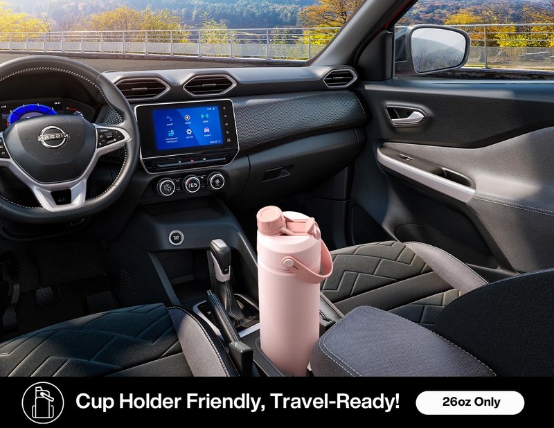POWCAN 26 oz Insulated Water Bottle with 2-in-1 Straw and Spout Lid, Keep Cold 24H, Leak-Proof, Fits in Car Cup Holder, Stainless Steel Water Bottle for Gift, Gym, Travel and Home (Cerulean Porcelain)