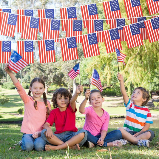 NOVWANG American Flag Banner - 100PCS USA Flag Banners for Independence Day, Patriotic Events, Sports, Bars Decorations