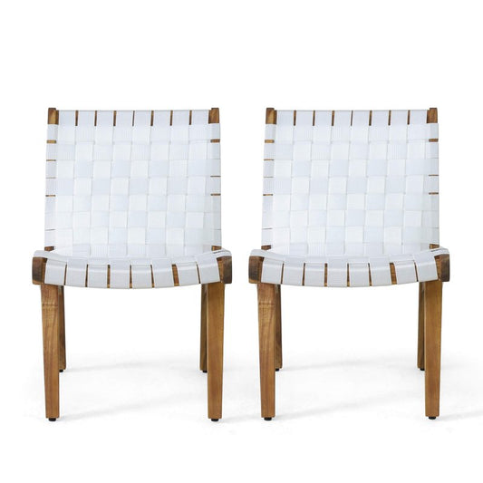 Christopher Knight Home Charlotter Outdoor Lounge Chair, White + Teak