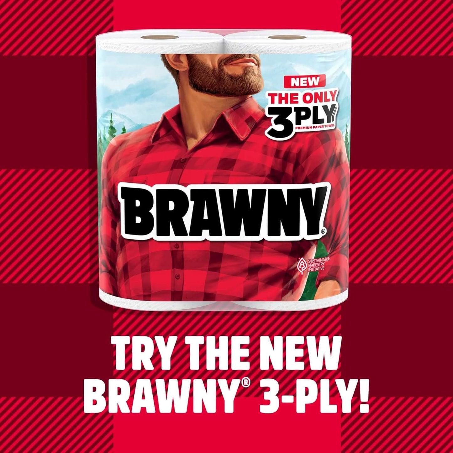 Brawny Tear-A-Square Paper Towels - 2 Double Rolls (Equivalent to 4 Regular Rolls) | Versatile 3 Sheet Sizes for All Messes