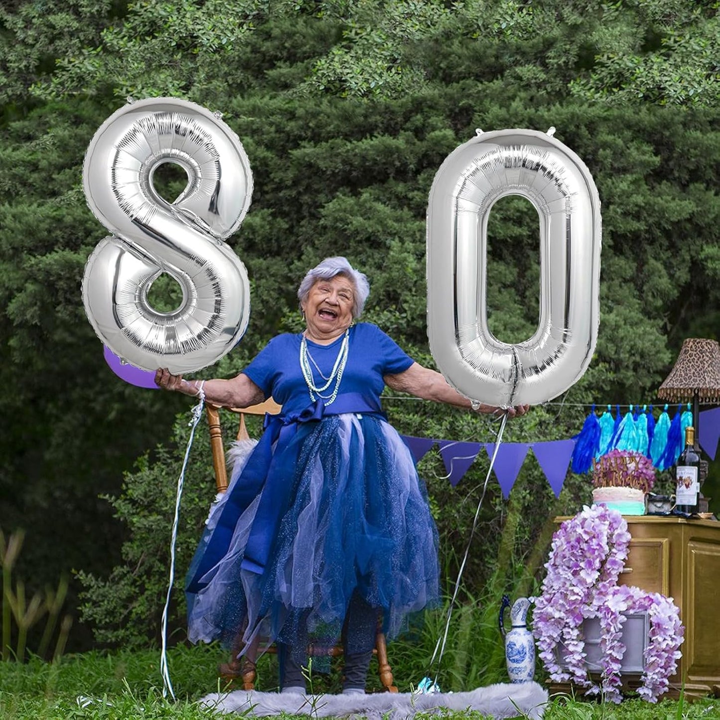Number Balloons | Giant Silver 80 Balloon - 40 Inch for 80th Birthday & Anniversary Celebrations