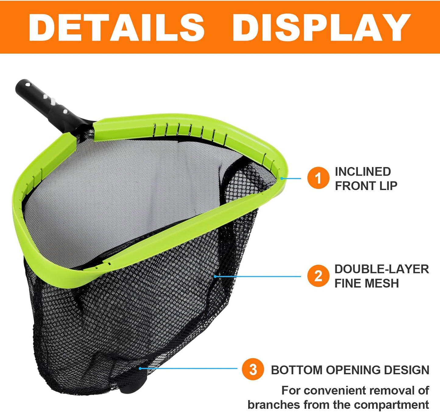 Sepetrel Pool Net - Professional Leaf Skimmer for Efficient Cleaning | Heavy-Duty Aluminum Frame & Deep Bag