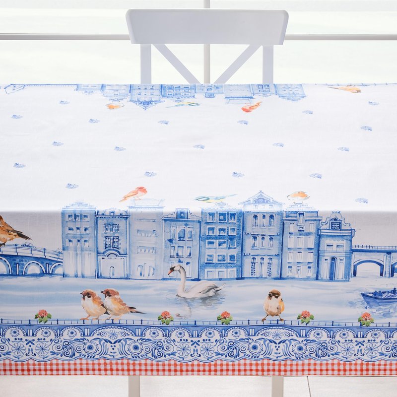 Maison d' Hermine Table Cloth Rectangle Table 100% Cotton 54 x 72 Inches Tablecloth Reusable Decorative for Dining Kitchen Room Farmhouse Home Gifts for Mothers Day Spring Summer - Amsterdam Canals