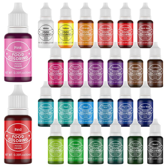 Food Coloring for Baking - Cherrysea 26x10ml Vibrant Cake Coloring Liquid Set for Dessert Decorating Food Dye for Icing,Fondant,Cookies,Easter Egg,Making DIY Supplies Kit- 0.35 Fl. oz/Bottles