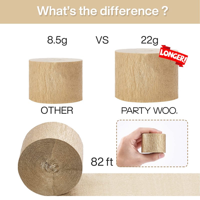 PartyWoo Crepe Paper Streamers 6 Rolls 492ft, Pack of Gold, Silver and Black Party Streamers for Party, Birthday and Wedding Decorations (1.8 Inch x 82 Ft/Roll)