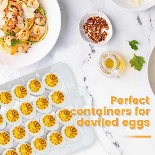 Cmaqpw 3 Layer Deviled Egg Containers with Lid,Portable Deviled Egg with Handle,Egg Carrier Holder Tray with 72 Holes for Thanksgiving Day,Party Favor Home Kitchen Refrigerator Supplies