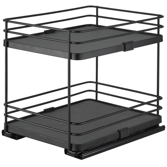 Organize It All Slide Out Shelf Organizer| Dimensions: 8"x 10.2"x 9"| Space Saver | Easy Glide Mechanism | Black.