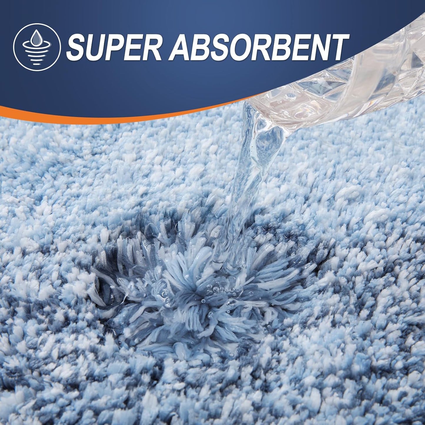 OLANLY Bathroom Rug Set - Soft Absorbent Microfiber Mats | Non-Slip & Machine Washable (30"x20" + 24"x16", Blue)