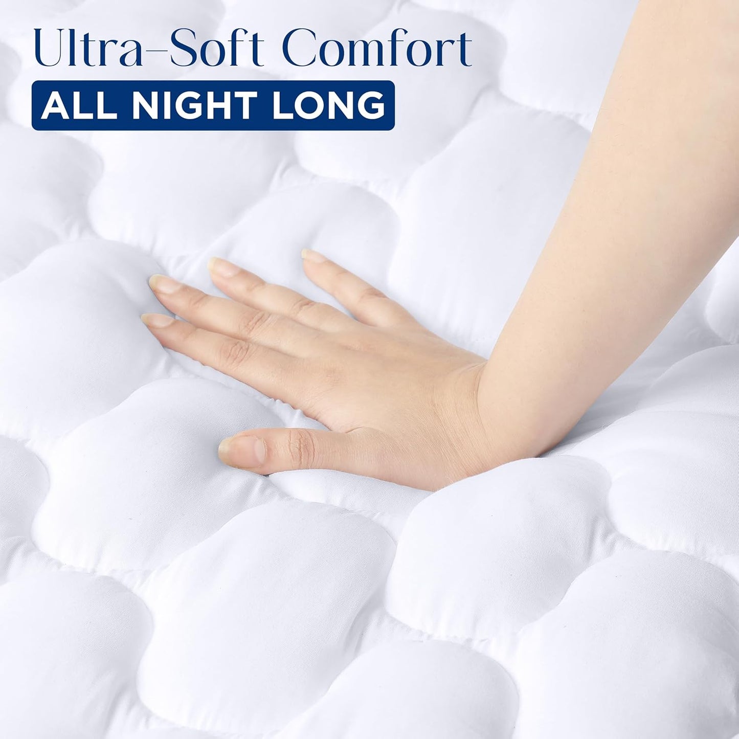 Utopia Bedding Waterproof Mattress Protector - Noiseless Quilted Fitted Cover for Queen Size (White)